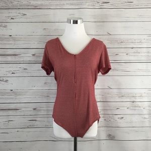 URBAN OUTFITTERS BDG Red & White Ribbed Bodysuit